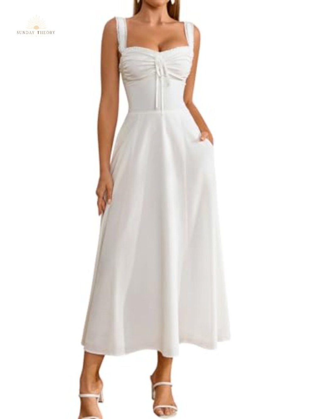 Corset Midi Dress Floral Sweetheart Lace Up Back Wedding Guest